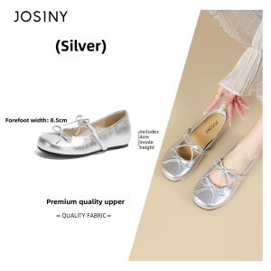 Josiny | Yellow Mary Jane Shoes Elegant Ballet Bow Knot Internal Heightening