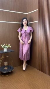Daster motif kekinian murah lengan 3/4 katun rayon premium selena dress by hawet