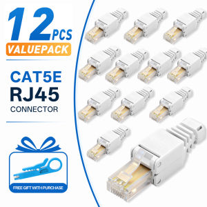 12Pcs/Pack Unshielded Tool-Free RJ45 Connector CAT5e Reusable Ethernet Plug No Crimping Network Modular Plug Wholesale