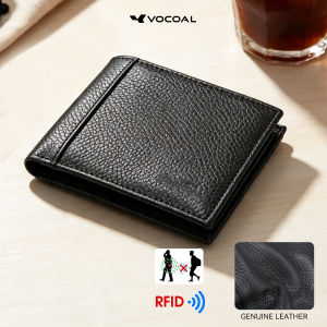 VOCOAL Fashion Short Wallet RFID Anti Theft Brush Retro Wallet Business Wallet Genunie Leather Wallet Multi-Card Position Wallets Travel Purses Zipper Coin Pouch ID Credit Cards Holders