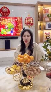 Khay đựng bánh kẹo hoa quả đồ ăn vặtKhay mứt 5 cánh sen xoay 360 độ sang trọngKhay mứt tết