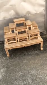 MAITHAI  (ครบชุดรวมฐาน)โต๊ะหมู่บูชาพระไม้สัก โต๊ะหมู่ไม้สัก หมู่ 9 หน้า 5 กว้าง 46 ซม. ยาว 85 ซม. สูง 67 ซม. ไม่ได้ทำสี