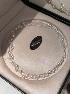 CAFFTI | Multi-layer Long Pearl Silver Necklace