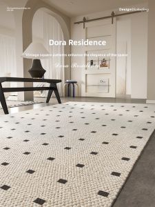 French Luxury Cream Style Grid Indoor Carpet