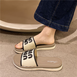 รองเท้าแตะส้นแบนสำหรับผู้หญิงใส่กลางแจ้งฤดูร้อน