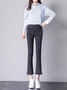 High Waist Seven-Foot Micro Flared Leggings Womens Casual Wear Outerwear 2023 Spring Autumn New Style Knitted Fabric