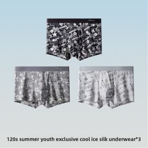 Miiow | Ice Silk Boys Underwear Teenage Students Fat Children Quadrangle Shorts Boys Development Period Large Children Boxer Briefs