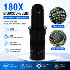YIZHAN 130X 150X 180X 215X C-Mount Zoom Lens Adjustable Optical Lens 40/50mm Installation Diameter Microscope Magnification Tool