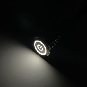16 มม.ปุ่มสวิทช์โลหะแหวนโคมไฟสัญลักษณ์ปุ่มกันน้ําแบนหัว LED Light Self-lock 1NO1NC