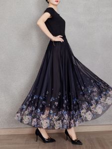 New Chinese Style Horse Tailed Skirt Set Elegant Simple Commute Hanfu Semi Body Long Midi Skirt for Mom Business Women