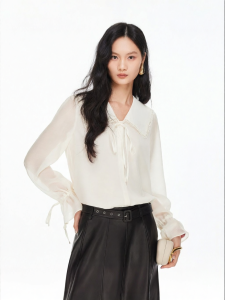 Vero Moda | Sailor Collar Lace Crochet Drawstring Autumn New Style Shirt
