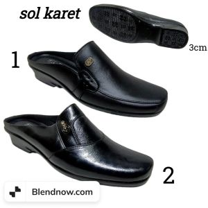 Sepatu pantopel wanita dinas polwan boot kerja wanita bahan kulit hak 7cm