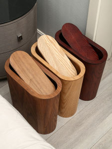 TJMUSN Large Size Wooden Trash Can Narrow Gap Design for Bedroom Living Room Kitchen Bathroom Home Use And Homestay