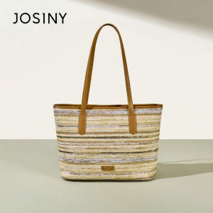 Josiny | New Large Capacity Striped Woven Tote Handbag