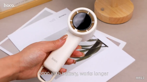 HOCO HX63 พัดลมพกพา ความเร็วสูง 9200RPM ปรับลมได้ 100 ระดับ หน้าจอ LED บอกแบต พัดลมมือถือ hc8