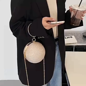 Small Crowd Design Round Ball Bag Womens New Advanced Sense Portable Messenger Chain Bag Dinner Bag Mini Mouth Red Bag