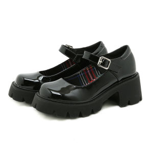 2024 New Summer Womens Shoes with Thick Heels and Metal Buckle Details Japanese Style K-Shoes with Ultrafine Leather Lining