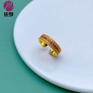 Nhẫn Hoa Vàng Cát Cổ Điển Có Thể Điều Chỉnh Cho Nữ Nhẫn Ngón Tay Rộng Phong Cách Dân Tộc Trang Sức Thời Trang Mới Ra Lò