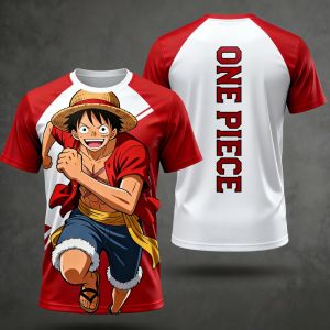 Bandai | 2026 Summer One Piece Luffy Retro 3D Print T-Shirt Adult & Kids Casual Sports Harajuku Short Sleeve Tee for Anime Fans Y2k