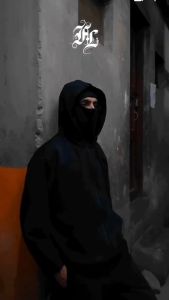 Hoodie BALACLAVA Zipper Jaket Boxy Warna Hitam Kerah Tinggi Double Hoodie