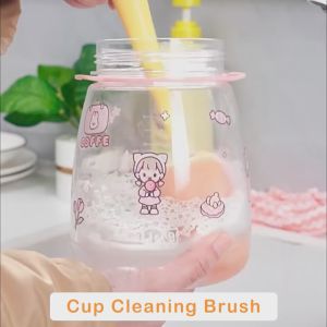 Sikat Pembersih Botol Gelas Minum Gagang Panjang Bahan Silikon 3 in 1| Sikat Botol Susu Bayi / Sikat Tupperware Silikon | Silicone Bottle Brush 3 in 1 Aman Anti Lecet Fleksibel Serbaguna Multifungsi