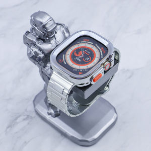 Plating case Rubber Strap for Apple Watch Ultra 49mm Titanium Color Bracelet for I watch 8 Ultra