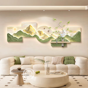 RUIBAHAO | Cream Wood Style Mountaintop Sunrise Decorative Painting