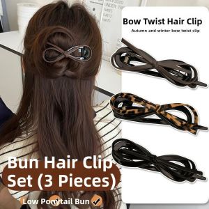 2025 New Leopard Print Butterfly Knot Twist Hair Clip Womens Elegant Hair Grips Back of Head Claw Clip Hair Accessories