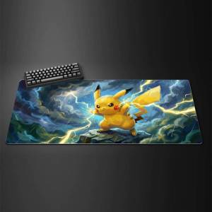 Bandai | Pokemon Pikachu Gaming Mouse Pad Large Rubber Keyboard Desk Mat With 2MM Lock Edge Design