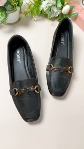 IVORY Sepatu Flat Wanita Loafers DT331-LF336 hitam