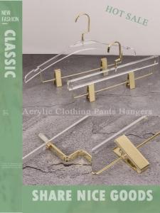 8 pcs pack Transparent Acrylic Pants HangersHome for Wardrobe Storage Adult Plastic Trousers hanger with hanging clips （Hook & Clips Style Optional）