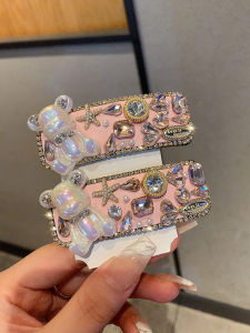 กิ๊บติดผมรูปหมีประดับเพชรคริสตัลสไตล์เกาหลี ทรงเรขาคณิต ทรงขอบข้าง ทรงหน้าม้า กิ๊บติดผมแบบหรูหรา