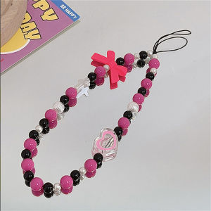 Bowknot Beaded Phone Lanyard Cute Pearl Flower Wrist Strap Anti-lost Handheld Fashion Pendant for Women Bag Case Jewelry