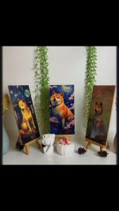 HIASAN DINDING ANJING SHIBA INU SET ISI 3 DAN ECER WALLDECOR 15X30 NUANSA ABSTRAK OIL PAINTING ANIMAL DOG COLOUR FULL MINIMALIS HIASAN DAN PAJANGAN RUMAH  AESTHETIC KEKINIAN