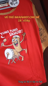 [28-45kg] Bộ thun lạnh ba lỗ in Tung tung sahur Tralalelo Bombombini Vũ trụ Brainrot cho bé siêu hot