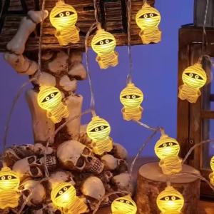Halloween Bandage Mummy String Lights Warm Light Holiday Festive Decoration Lights Home Party Horror Lighting Battery Powered