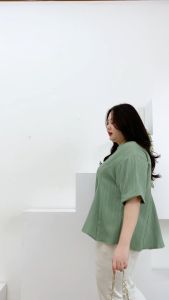 Atasan Blouse Brilie Polos Jumbo Bigsize Premium Lengan Pendek Rumbai Sleting