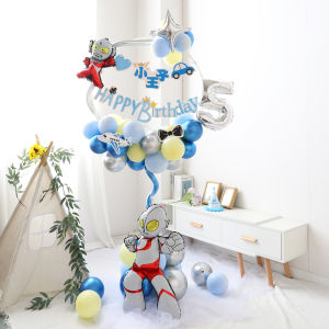 Boys First Birthday Balloon Decorations Cartoon Ultraman Theme round Column Balloons Party Scenarios Childrens Birthday