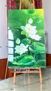 Tranh hoa sen 3d treo tường Tranh hoa sen cá chép sen huyền sương mai tráng gương treo tường HSQC106
