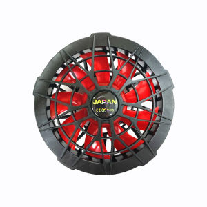 Quạt áo điều hòa 12V JAPAN 9 cánh đỏ không chổi than cùng cáp cho thợ bắt ong