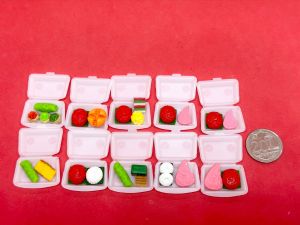 Handmade Miniature Singapore Traditional Nonya Kueh Mix on Replicate Styrofoam food container (Plastic) take away foam packaging clay plastic