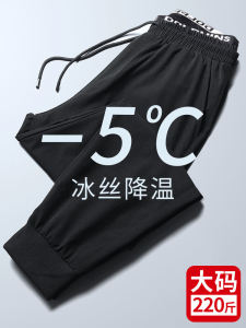 Slimming Ice Silk Sports Pants Womens Summer Thin Style High Waist Korean Version Solid Color Commute Pants for plus Size