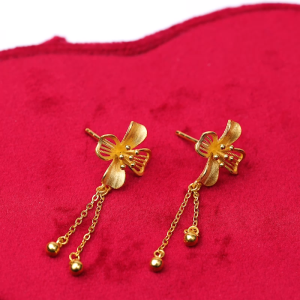 Chow Sang Sang 周生生 999.9 24K Pure Gold Chinese Wedding Collection Osmanthus Fragrans Earrings for Women 94447E Price-by-Weight 4.86g Gold