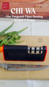 BISA COD - HOMU - CHI WA Alat Pengasah Pisau Gunting dengan 3 Stages / Penajam pisau / Aksesoris Dapur