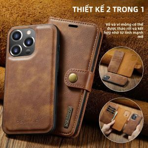 Ốp Ví Da Có Thể Tháo Rời Cho iPhone 11/12/13/14/15/16 Pro Max Mini X XR 6 7 8 Plus SE20 Có Giá Đỡ Thẻ Từ Tính Bảo Vệ 2 Trong 1