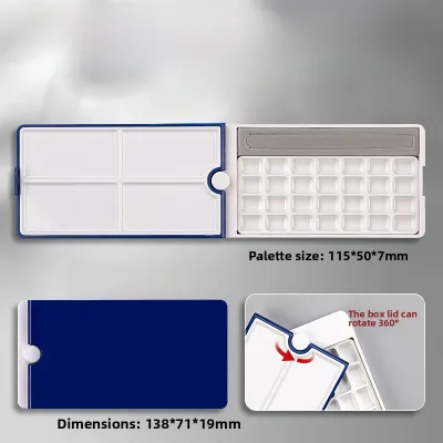 Portable Travel Watercolor Paint Box Flip Cover 360 Degree Rotation Plastic Subpackage Palette Moisture Proof Brush Included