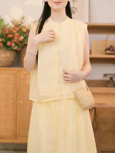 QINGNAER | Yellow Casual Elegant Youthful Sleeveless Blouse