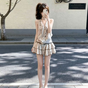 LIRUSHAN | Resort Style Sleeveless Polka Dot Short Dress Summer Womens Outfit