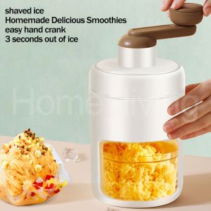 Portable Hand Crank Manual Ice Shaver Crusher Shredding Snow Cone Maker Machine Tool
