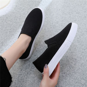 Spring and Summer Slip-on Canvas White Shoes Womens Breathable Non Slip Student Platform Lazy Shoes Old Beijing Cloth Shoes Womens Autumn
